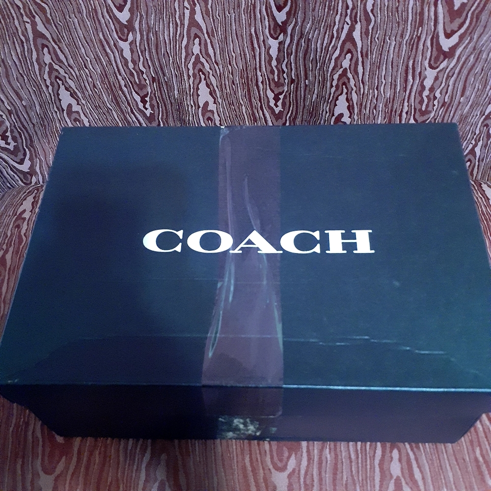 COACH LEATHER WOMANS SIZE 9B HANNA METALLIC CHAMPAGNE CHAIN LOGO SLID-ON LOAFERS - Picture 9 of 11